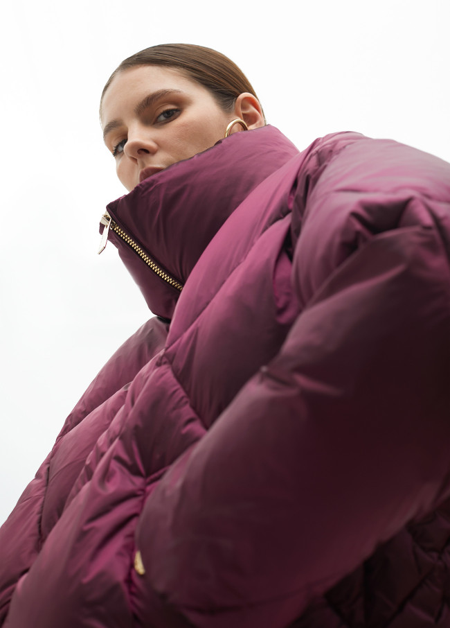 Midi metallic quilted anorak