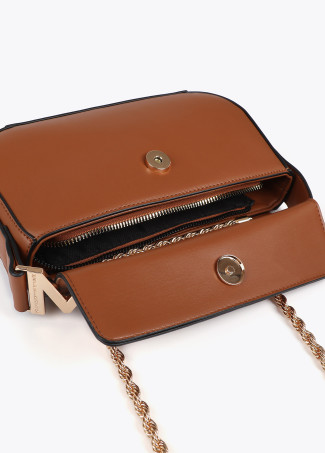 Crossbody bag with faux leather flap and M logo strap