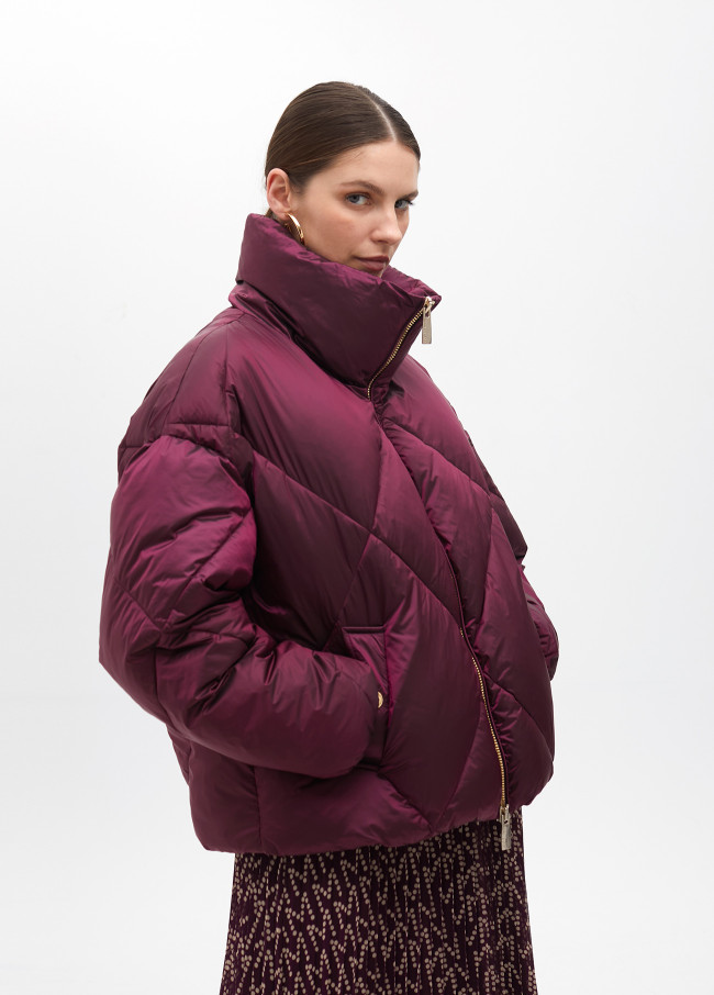 Midi metallic quilted anorak