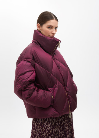 Midi metallic quilted anorak