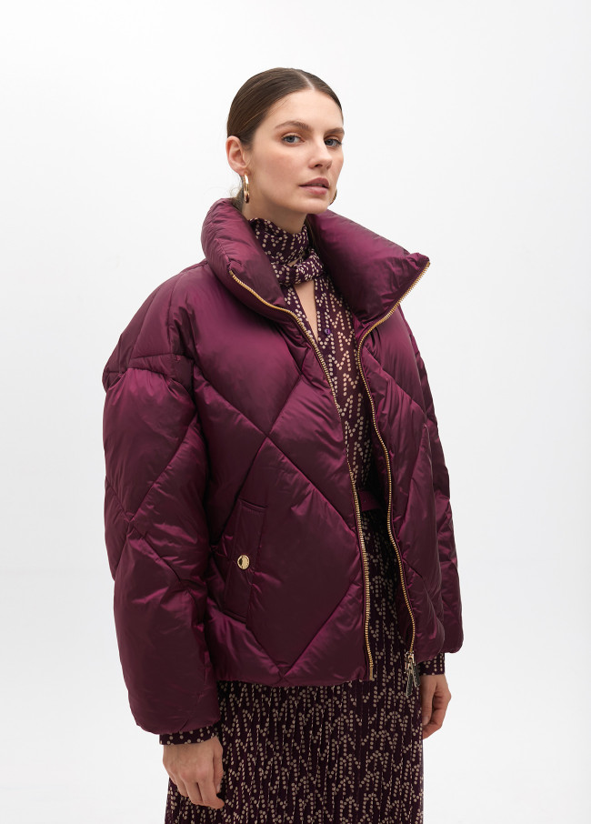 Midi metallic quilted anorak