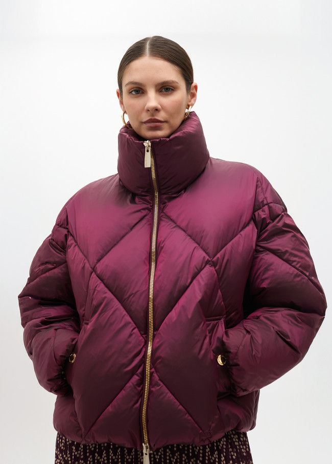 Midi metallic quilted anorak