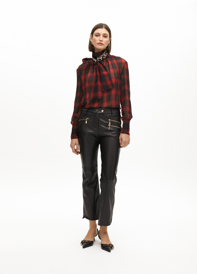 Pantalon effet cuir zips