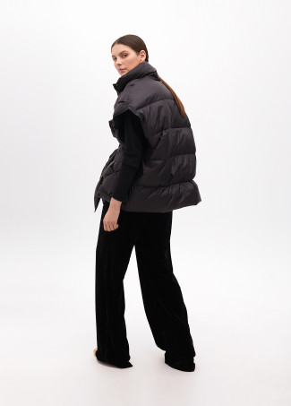 Plaited quilted gilet with fabric belt