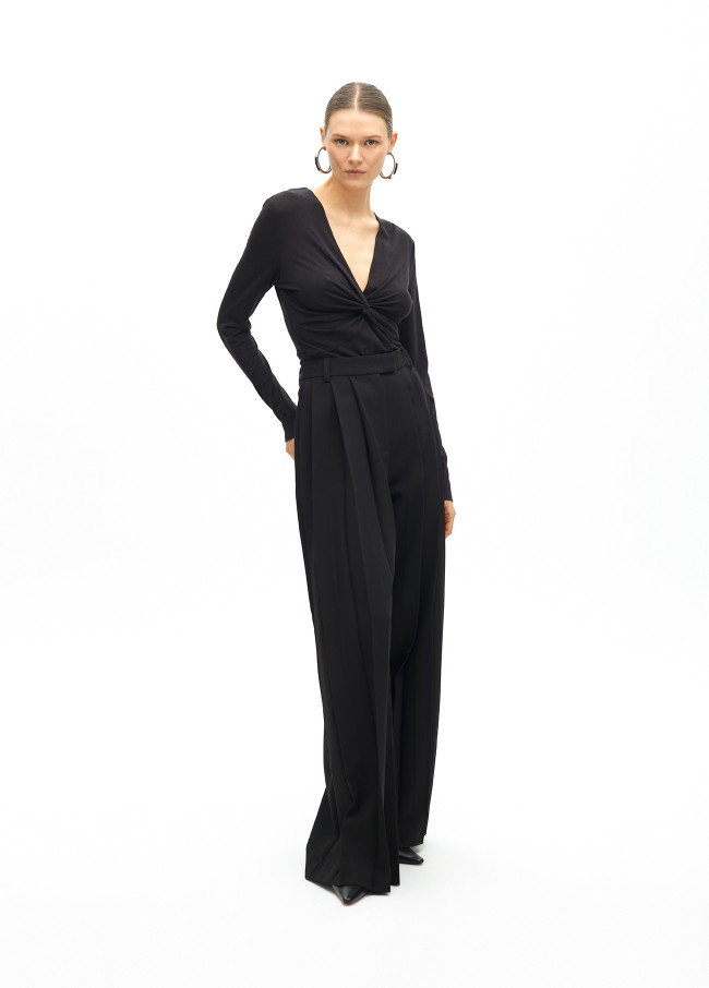 Wideleg pleated trousers