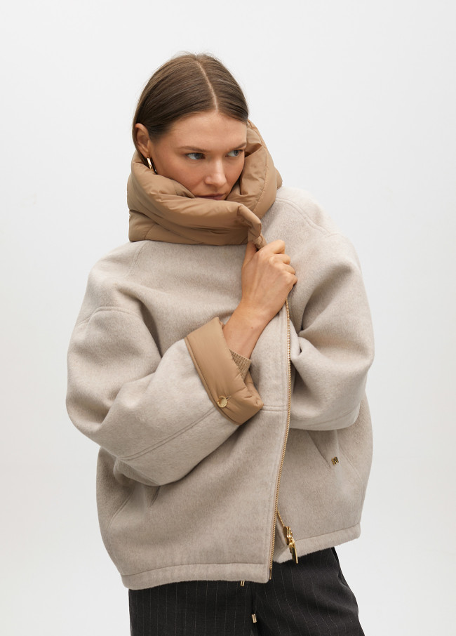 Manteau Court Bimatière avec Capuche