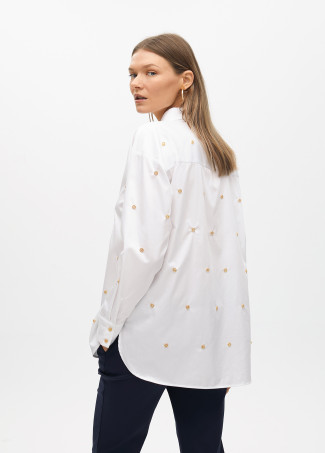 Straight Poplin Shirt with Jewel Detail - Lola Casademunt