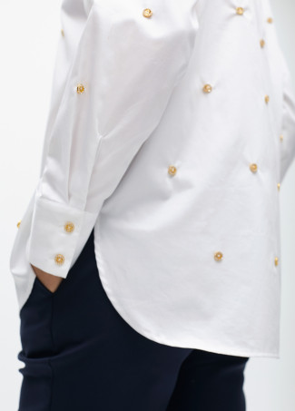 Straight Poplin Shirt with Jewel Detail - Lola Casademunt