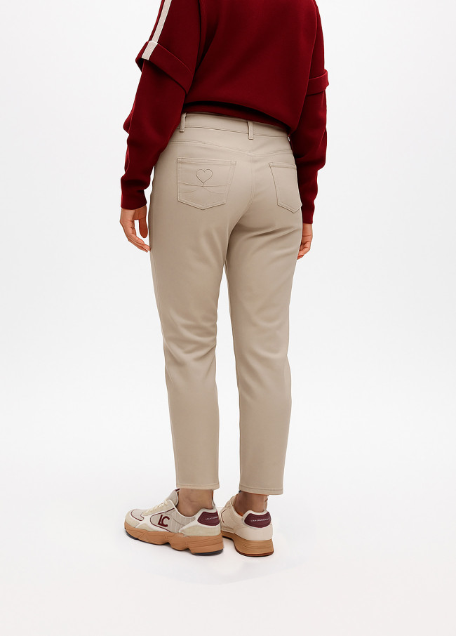 Pantalon évasé ciré beige