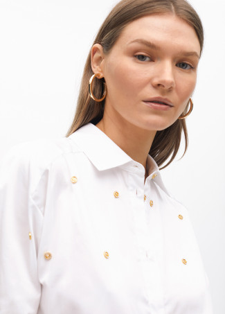 Straight Poplin Shirt with Jewel Detail - Lola Casademunt