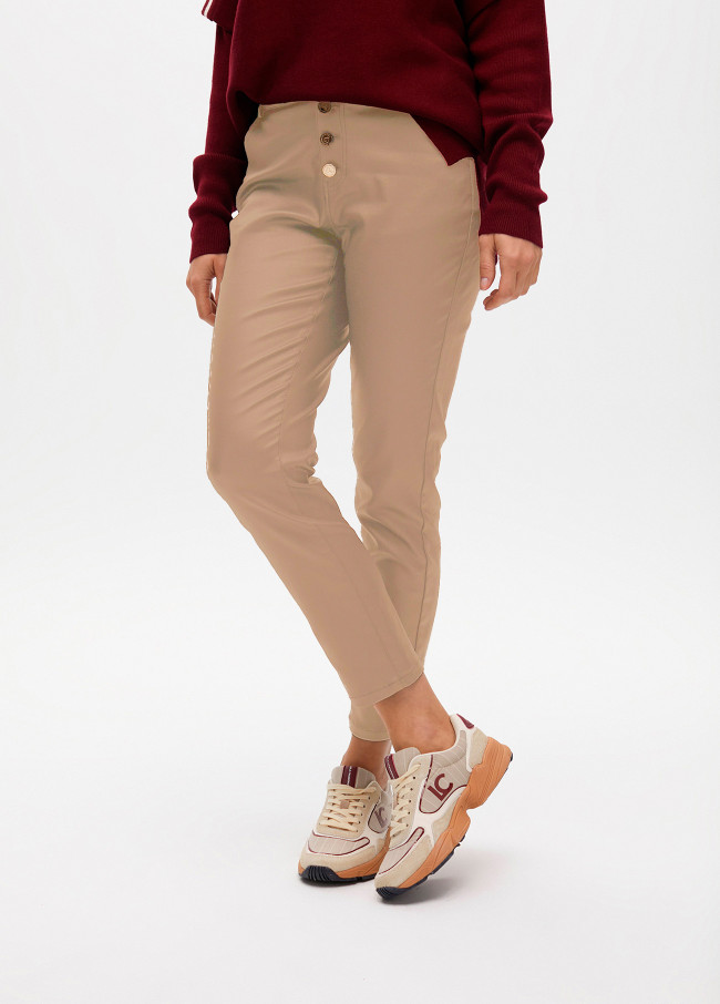 Pantalon évasé ciré beige