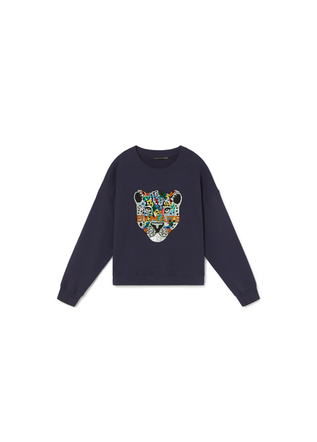 Animal sweatshirt with rhinestones