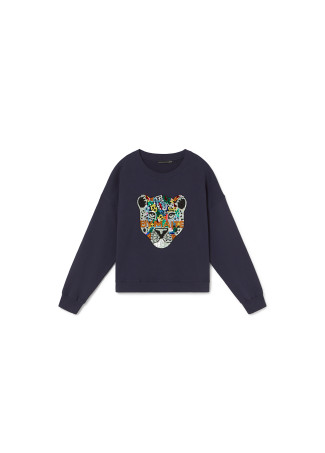 Animal sweatshirt with rhinestones