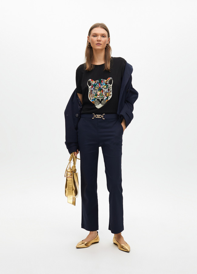 Animal T-shirt with rhinestones