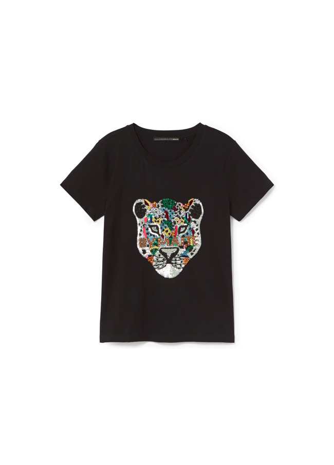 Tier-T-Shirt mit Schmucksteinen
