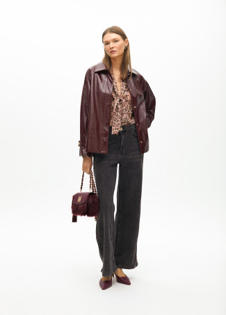 Camicia con fiocco animalier