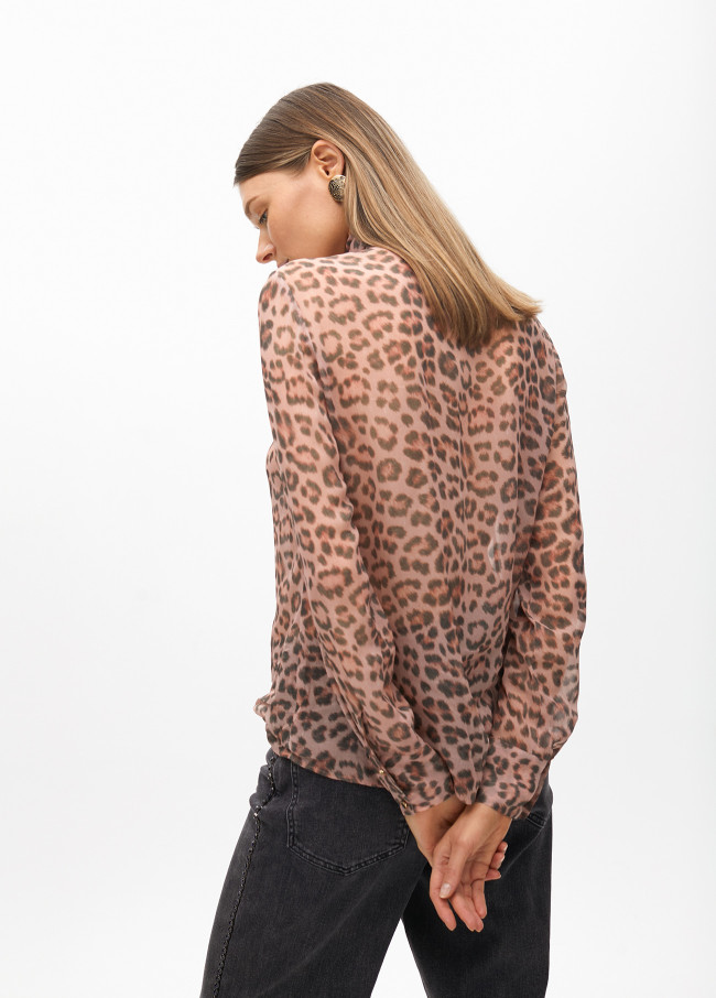Camicia con fiocco animalier