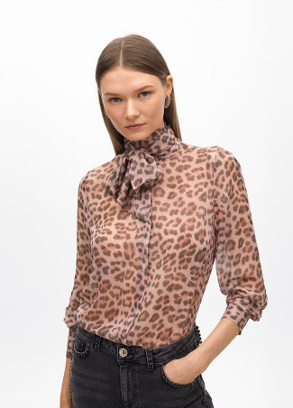 Camicia con fiocco animalier