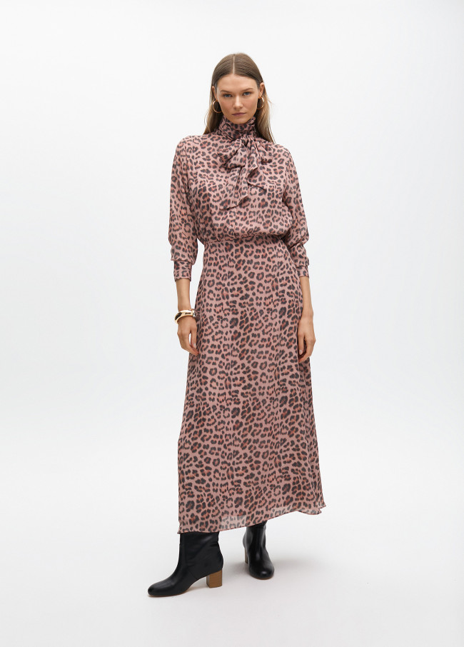 Vestito animalier con fiocco