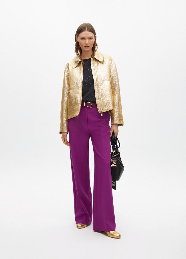 Gold crackled bomber jacket