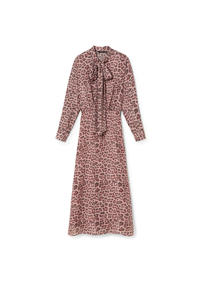 Vestido com estampa animal e laço