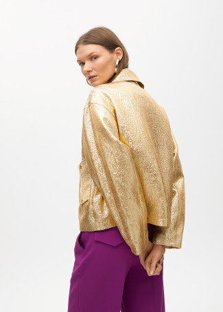 Gold crackled bomber jacket
