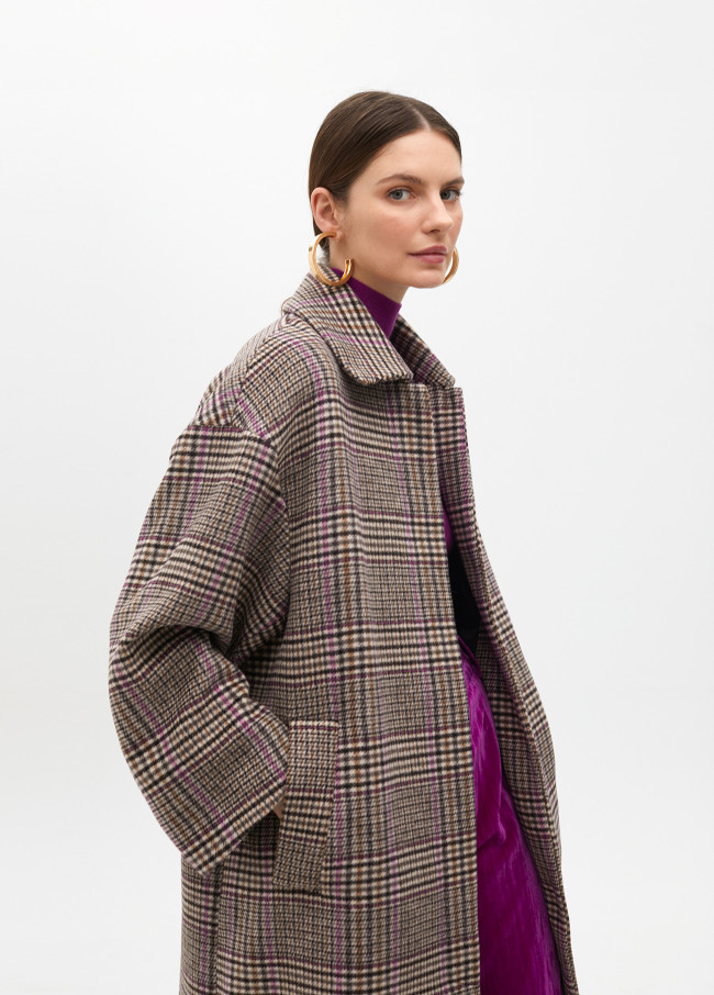 Plaid cloth coat