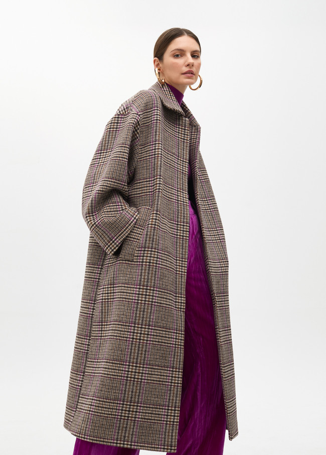 Plaid cloth coat