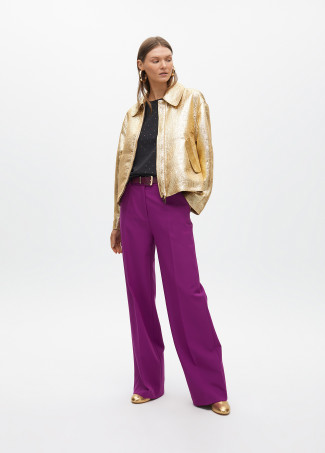 Gold crackled bomber jacket