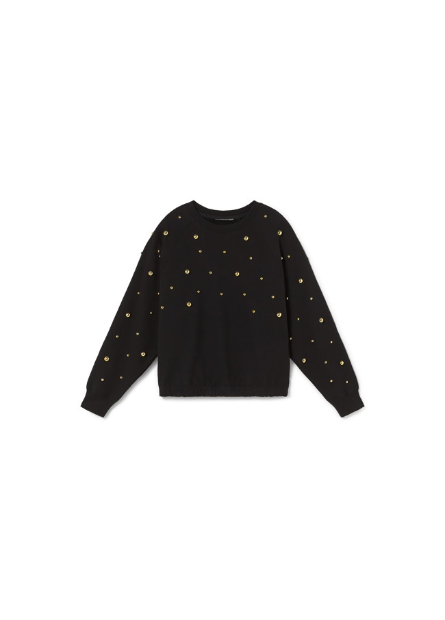 Round neck sweatshirt with round studs