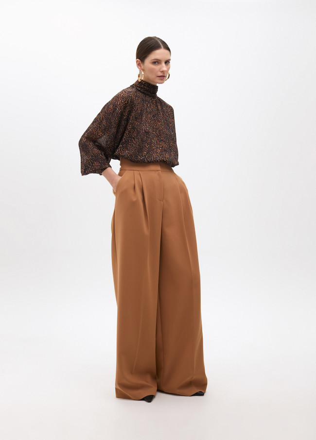 Pantalón wideleg pinzas tiro alto