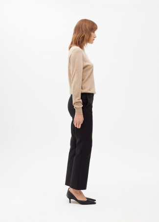 Cropped flared trousers with rhinestone detail at the waist