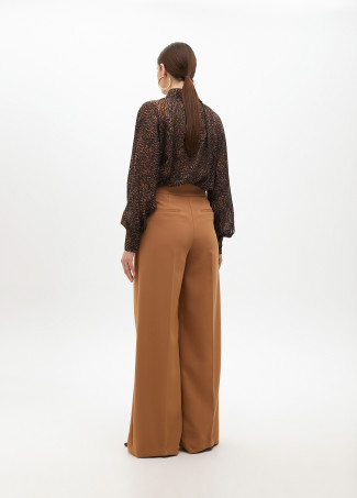 High-waist wide leg trousers with darts