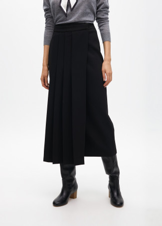 Black Pleated Midi Skirt - Lola Casademunt