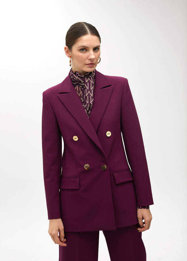 Double-breasted crossover blazer in comfort...