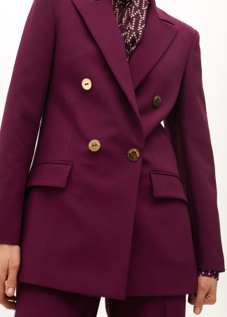 Double-breasted crossover blazer in comfort fabric with logo-printed lining