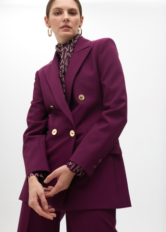 Crossover-Doppelknopf-Blazer aus Komfortstoff mit Logo-Futter