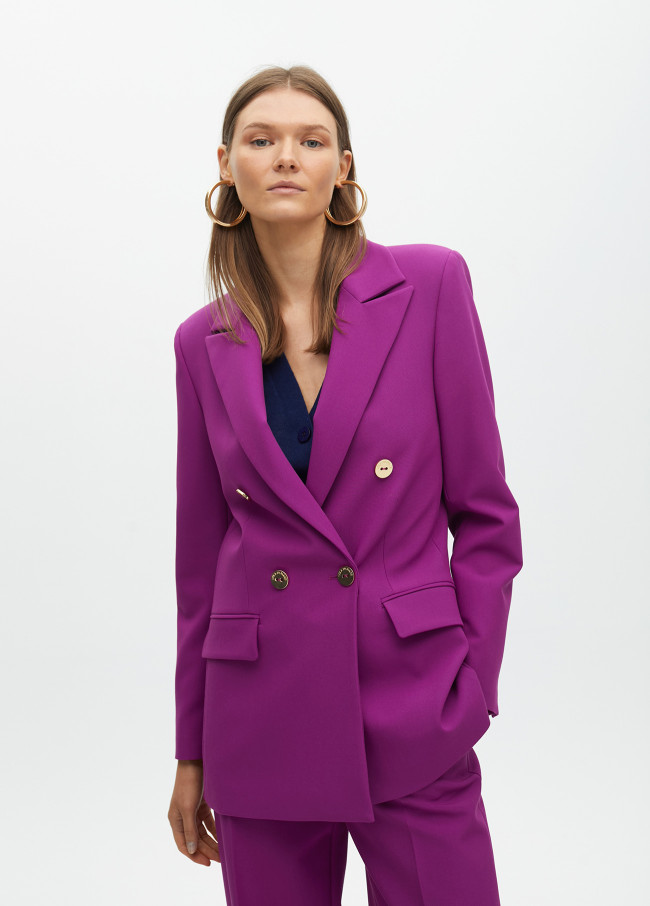 Double-breasted crossover blazer in comfort...