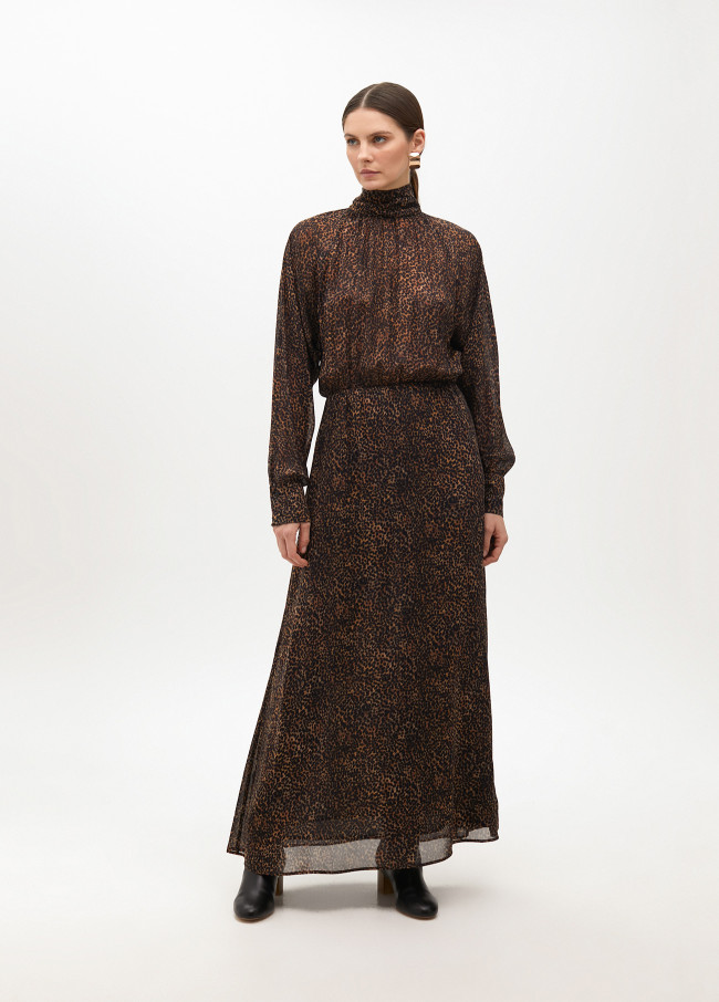 Animal print high neck dress