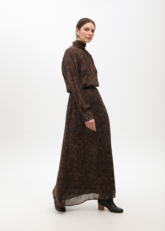 Animal print high neck dress
