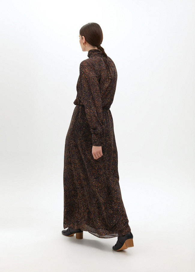 Animal print high neck dress