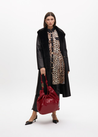 Animal print oversize blouse with pocket details