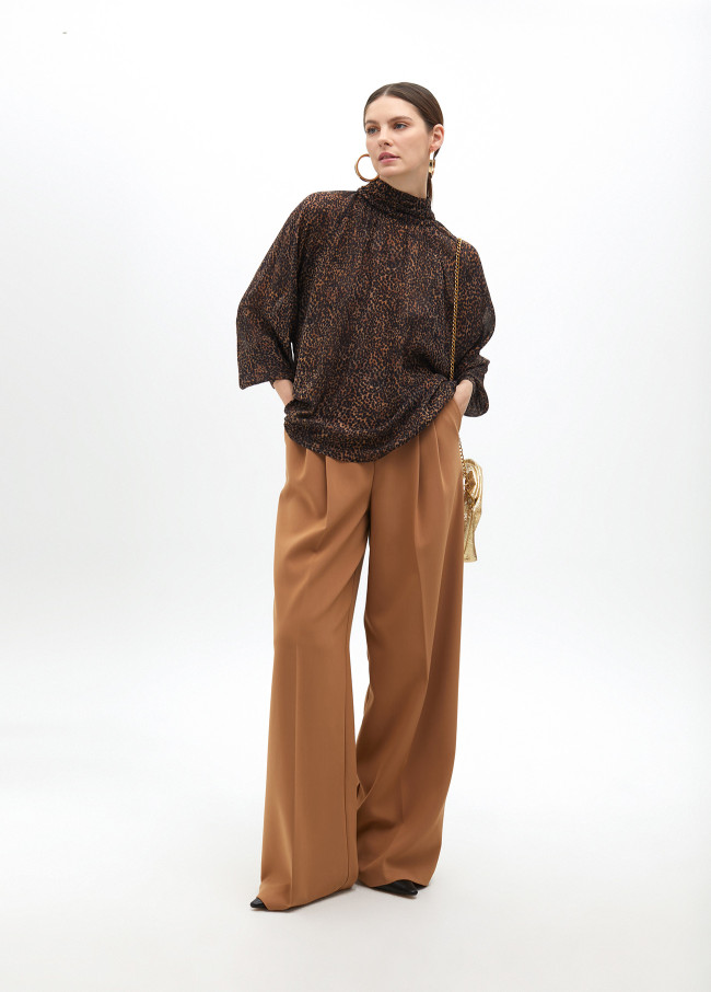 Animal print high neck blouse