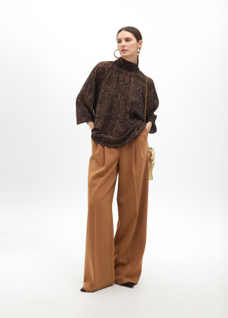 Animal print high neck blouse