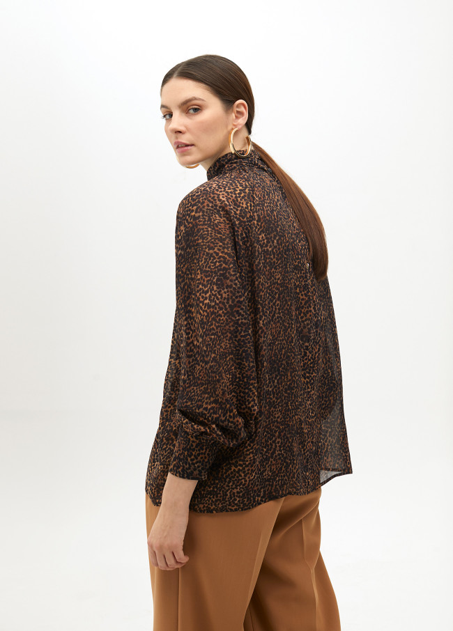 Animal print high neck blouse