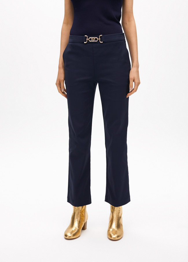 Cropped flared trousers with rhinestone detail...