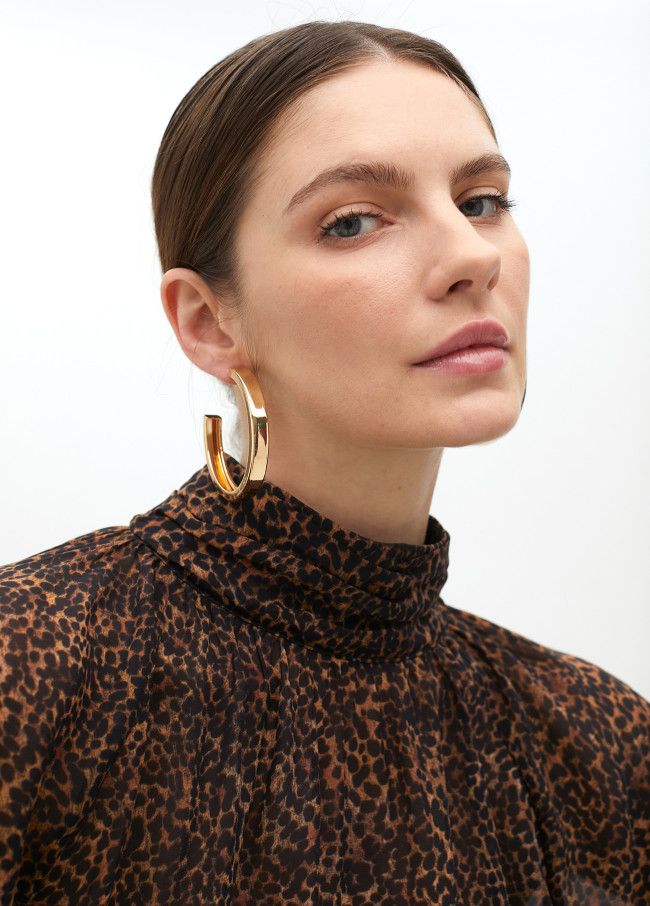 Animal print high neck blouse