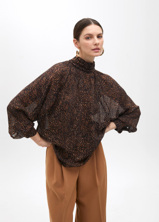 Animal print high neck blouse