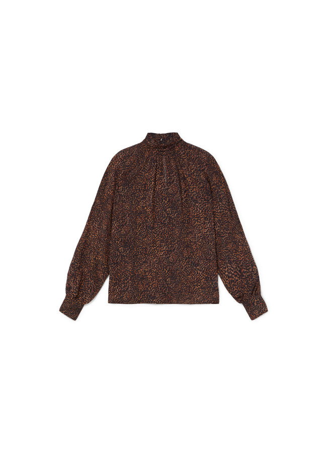 Blusa Collo Alto Stampa Animalier