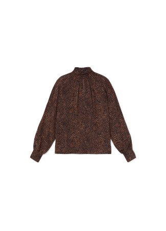 Animal print high neck blouse